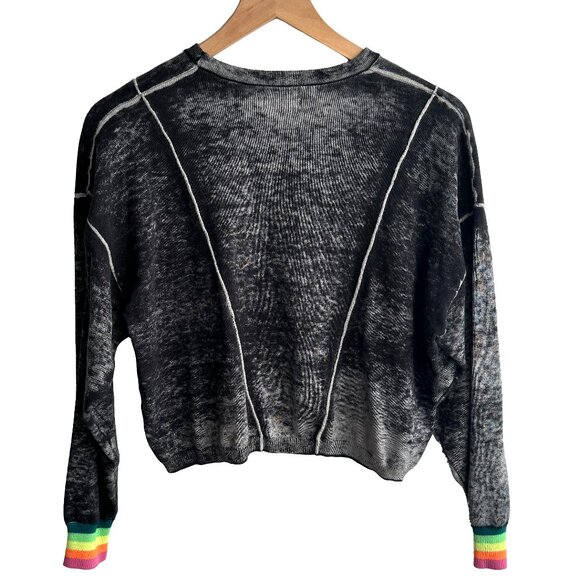 WISPR by Brodie Pullover Cropped Crewneck Sweater Rainbow Cuff Size Medium - Picture 2 of 9